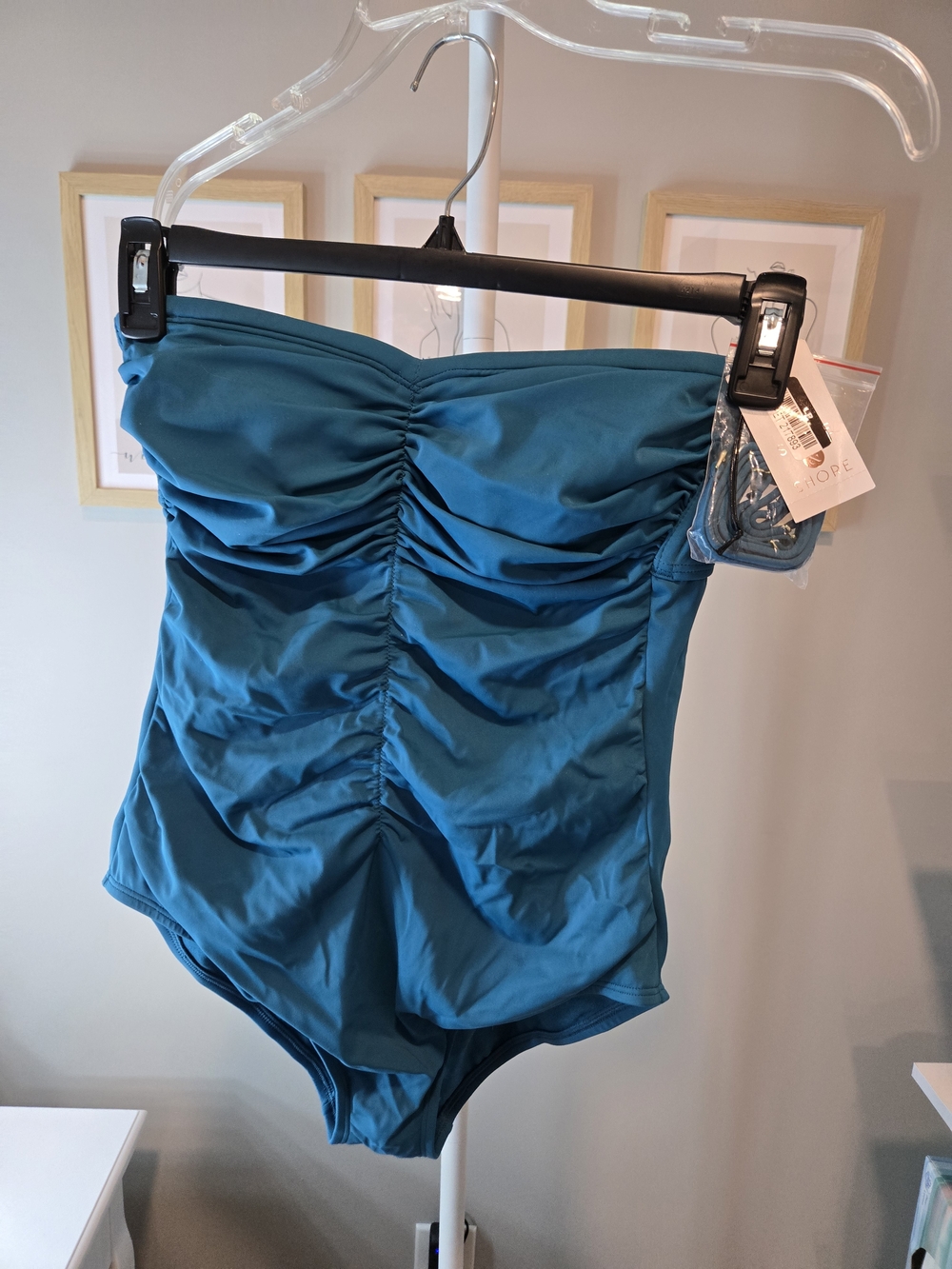 Shade & Shore Teal Ruched Strapless One-Piece Swimsuit